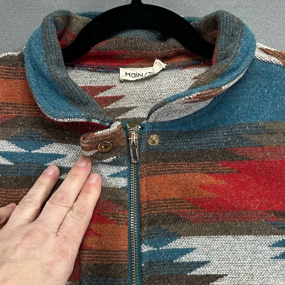 Vintage Southwestern Aztec Print Zip-Up Jacket Size Medium Multicolor